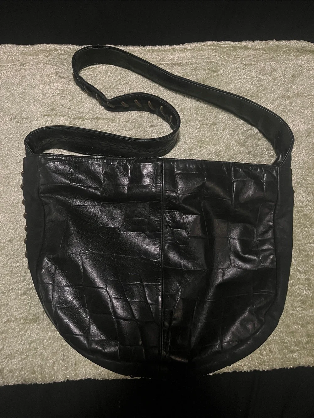 Classic Black Leather Crossbody Bag